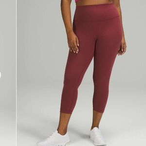 Lululemon Wunder Train High-Rise Crop. 22" Inseam. Burgundy. Size 14.